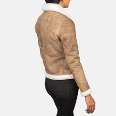 Zesen Brown Leather Bomber Jacket