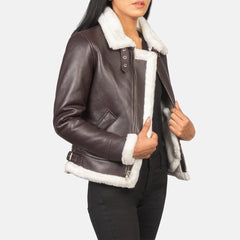 Zesen Maroon Leather Bomber Jacket