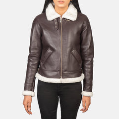 Zesen Maroon Leather Bomber Jacket