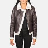 Zesen Maroon Leather Bomber Jacket