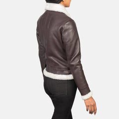 Zesen Maroon Leather Bomber Jacket