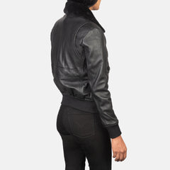 Ulbet Black Leather Bomber Jacket