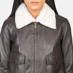 Ulbet Brown Leather Bomber Jacket