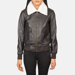 Ulbet Brown Leather Bomber Jacket