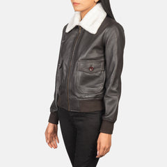 Ulbet Brown Leather Bomber Jacket