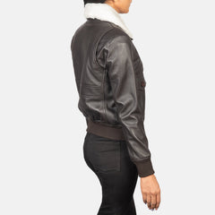 Ulbet Brown Leather Bomber Jacket