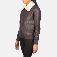 Ulbet Maroon Leather Bomber Jacket