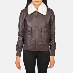 Ulbet Maroon Leather Bomber Jacket