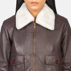 Ulbet Maroon Leather Bomber Jacket