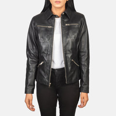 Qulos Black Leather Jacket