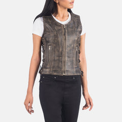Dados Distressed Brown Leather Biker Jacket
