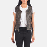Dados Distressed Brown Leather Biker Jacket