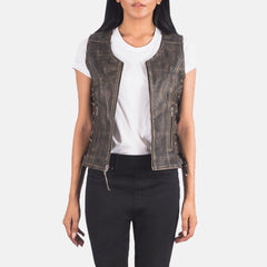 Dados Distressed Brown Leather Biker Jacket