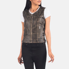 Dados Distressed Brown Leather Biker Jacket