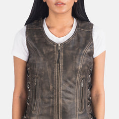 Dados Distressed Brown Leather Biker Jacket