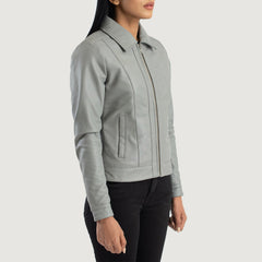 Noran Grey Leather Jacket