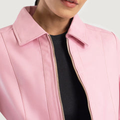 Noran Pink Leather Jacket