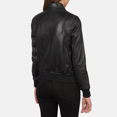 Vition Black Leather Bomber Jacket