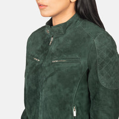 Kalian Green Suede Bomber Jacket