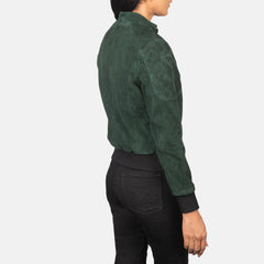 Kalian Green Suede Bomber Jacket