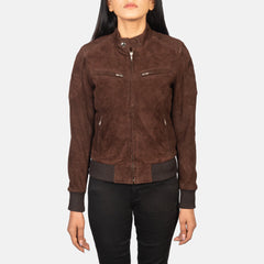 Kalian Mocha Suede Bomber Jacket