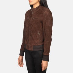 Kalian Mocha Suede Bomber Jacket