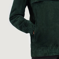 Ribet Green Suede Hooded Pullover Jacket