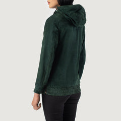 Ribet Green Suede Hooded Pullover Jacket