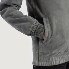 Ribet Grey Suede Hooded Pullover Jacket