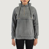 Ribet Grey Suede Hooded Pullover Jacket