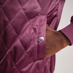 Risan Maroon Leather Quilted Varsity Jacket