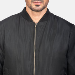 Vevet Black Leather Bomber Jacket