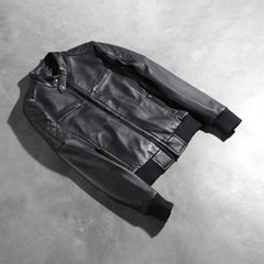 Kalian Black Leather Bomber Jacket