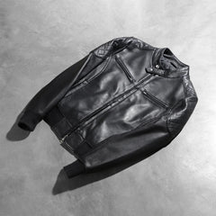 Kalian Black Leather Bomber Jacket
