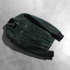 Kalian Green Suede Bomber Jacket