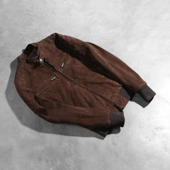 Kalian Mocha Suede Bomber Jacket
