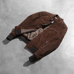 Kalian Mocha Suede Bomber Jacket