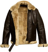 Brown B3 Raf Aviator Bomber Shearling Leather Jacket
