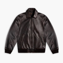 Midnight Crest Leather Bomber Jacket