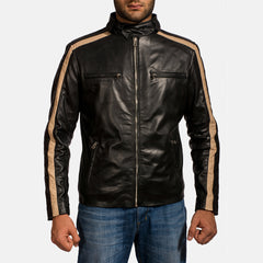 Wypum Black Leather Biker Jacket