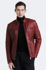 Crimson Biker Leather Jacket