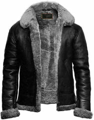 B3 Bomber Sheepskin Men’s Black Jacket