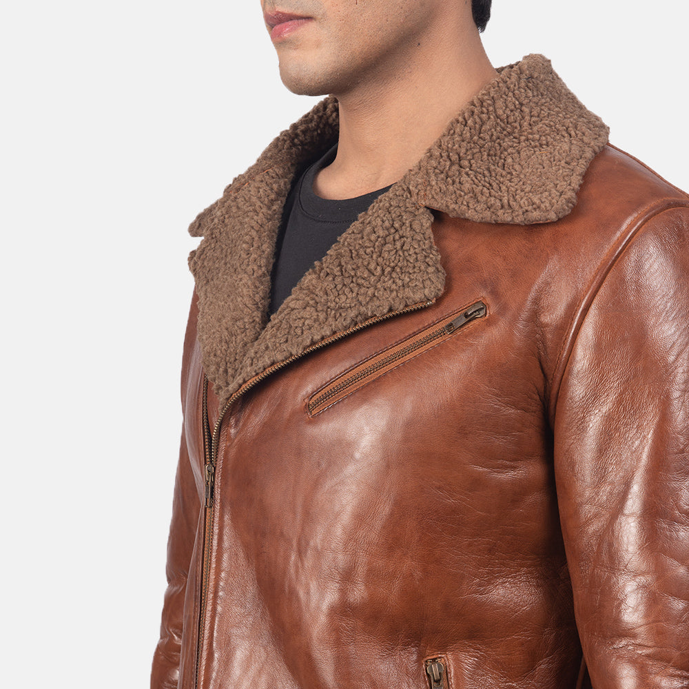Alberto Shearling Black Leather Jacket