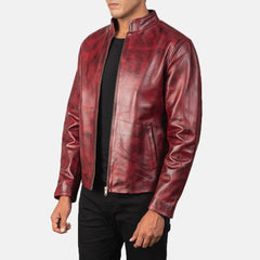 Vabos Burgundy Leather Jacket