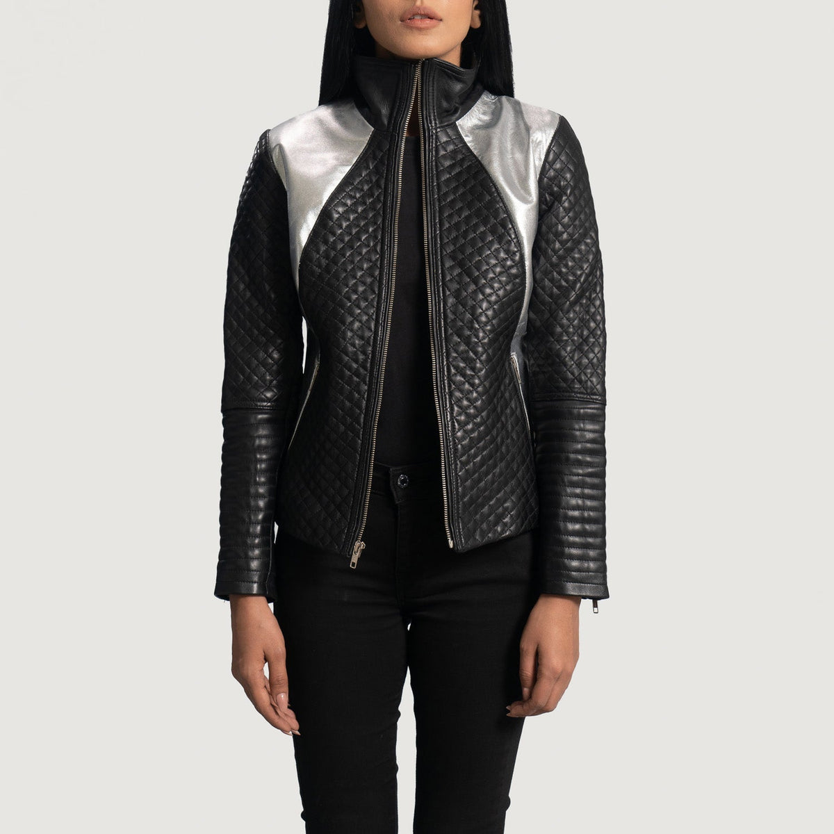 Jolon Black Leather Biker Jacket
