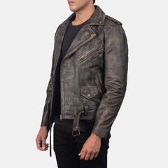 Qumas Brown Leather Biker Jacket