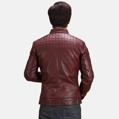 Kaset Maroon Leather Biker Jacket