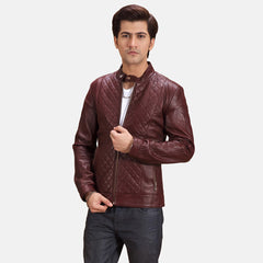 Kaset Maroon Leather Biker Jacket