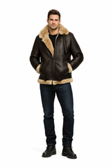 Brown B3 RAF Aviator Bomber Shearling Leather Jacket | Leather Factor