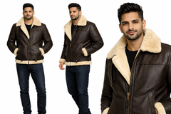 Classic B-3 Sheepskin Leather Bomber Jacket